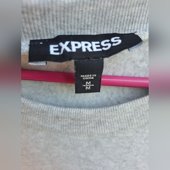 Express Pearl Embellished Gray Sweatshirt Dress Size Meduim - Picture 4 of 10